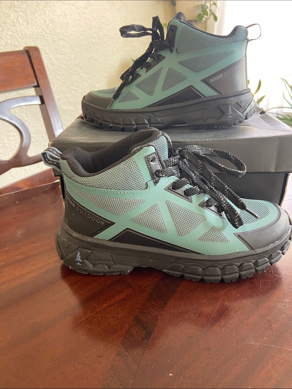 Kids Outdoor Lace-Up Boots in Mint Green